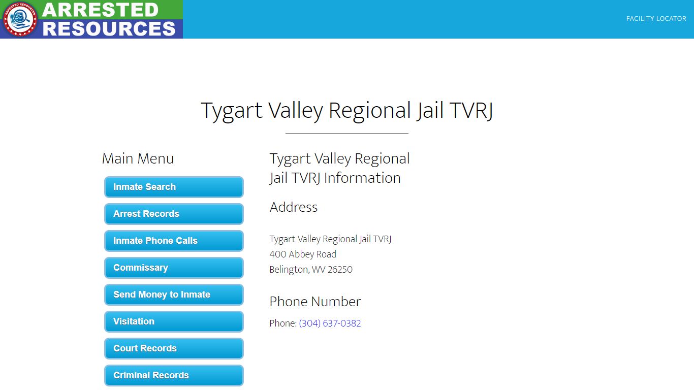 Tygart Valley Regional Jail TVRJ - Inmate Search - Belington, WV